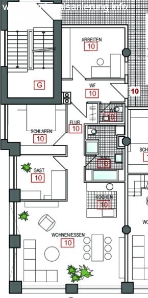 Grundriss WHG 10  Vorschlag, da nur die Außenwände fix sind!