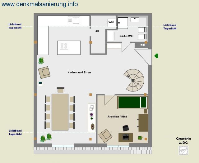 Grundriss 2. DG (Kochebene)