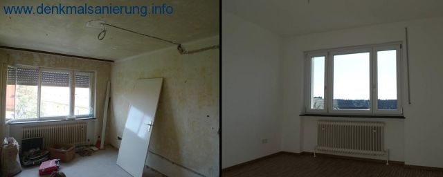 Schlafzimmer: BEI der SANIERUNG - NACH der Sanierung